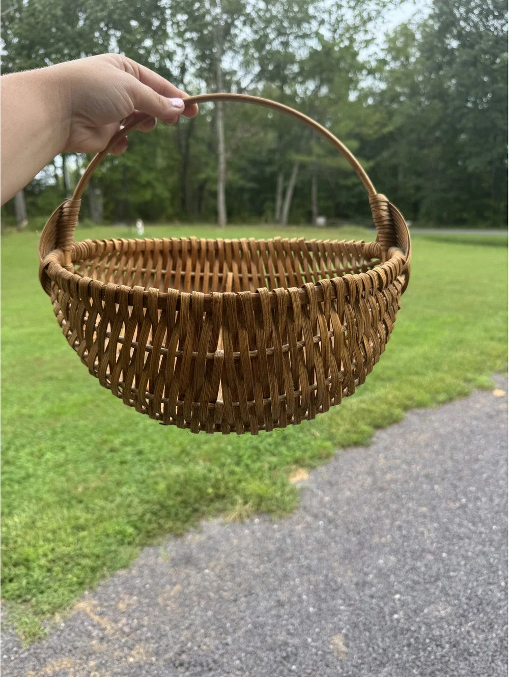 Vintage Handwoven Natural Wicker Basket with Handle